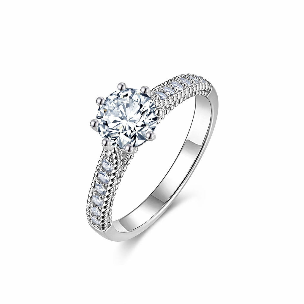 Antica 1 Carat Moissanite Solitaire Ring in Sterling Silver