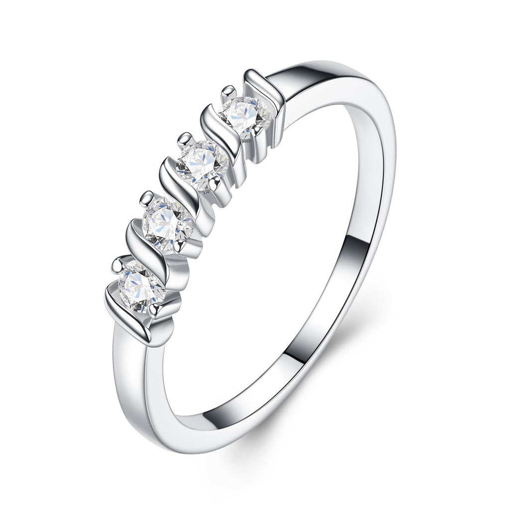 Spazio Moissanite Five-Stone Ring in Sterling Silver