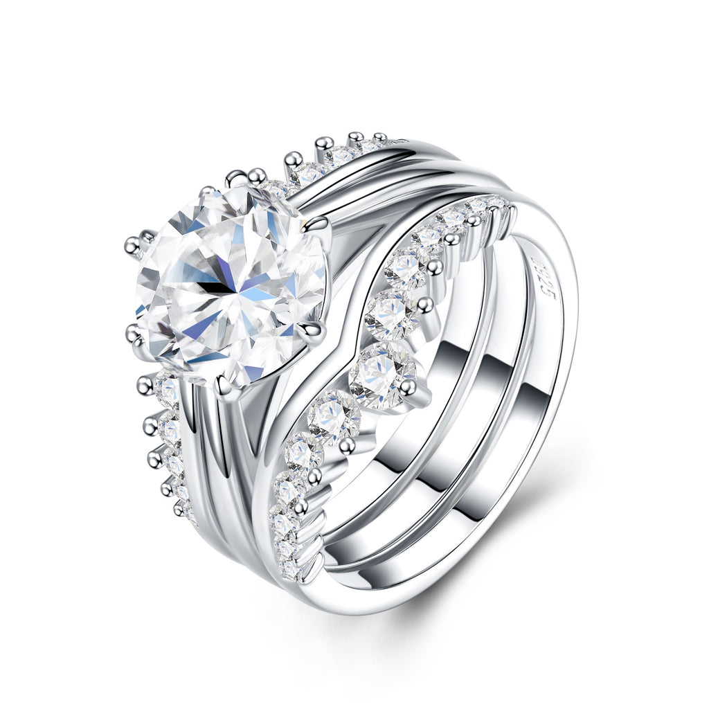 Twintwist 3 Carat Moissanite Bridal Set Ring in Sterling Silver