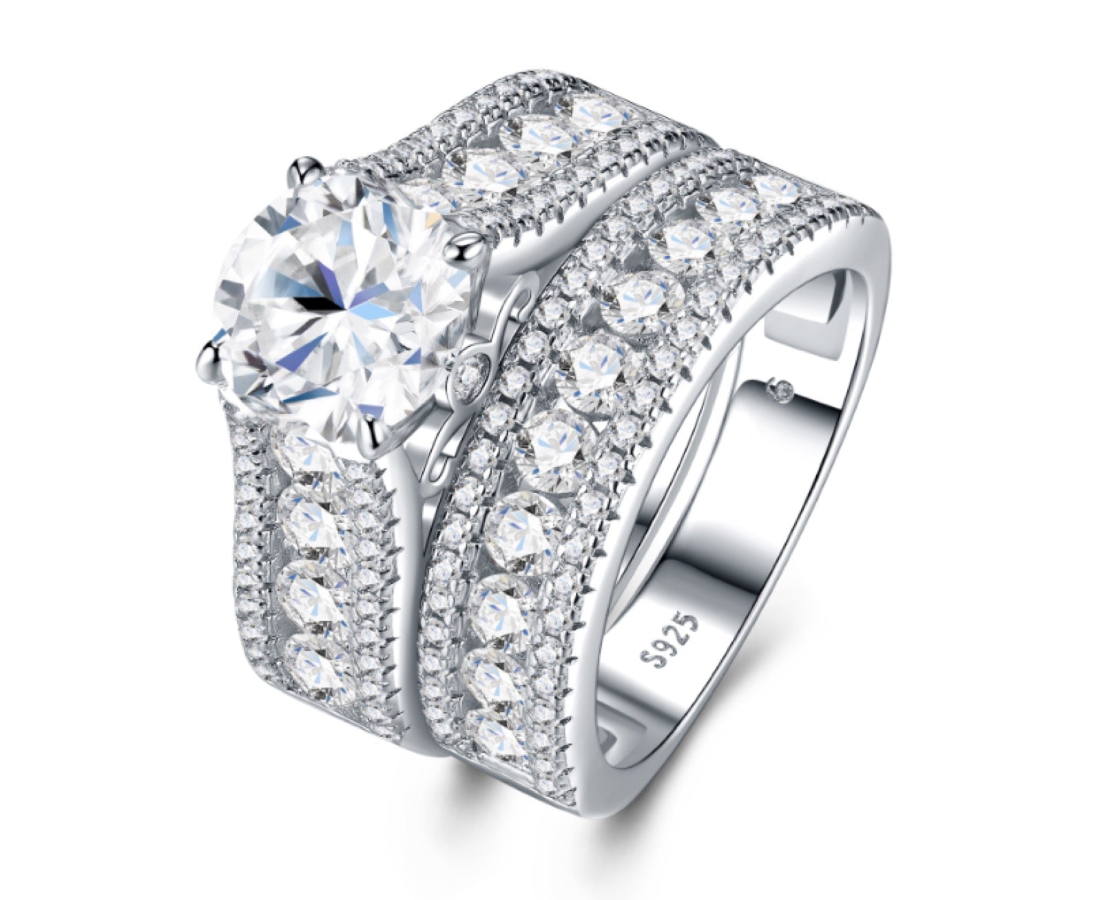 Cathedral 2 Carat Moissanite Solitaire Ring in Sterling Silver