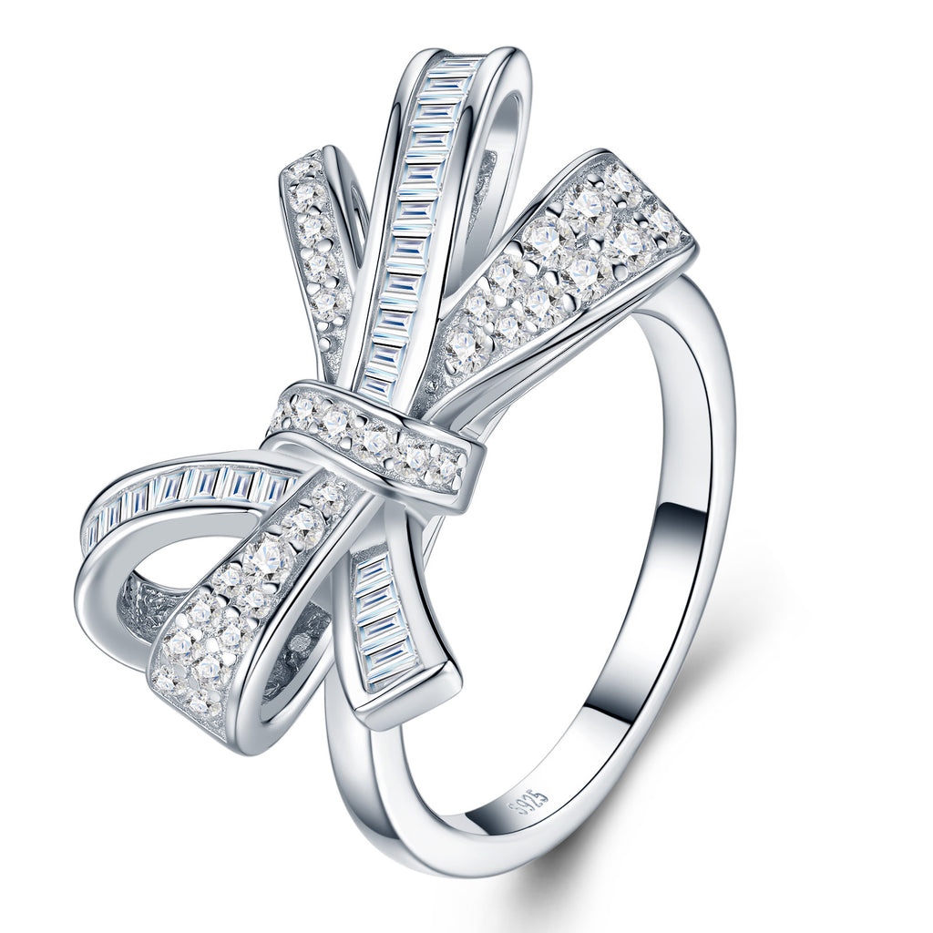 Nodino Moissanite Bow Ring in Sterling Silver