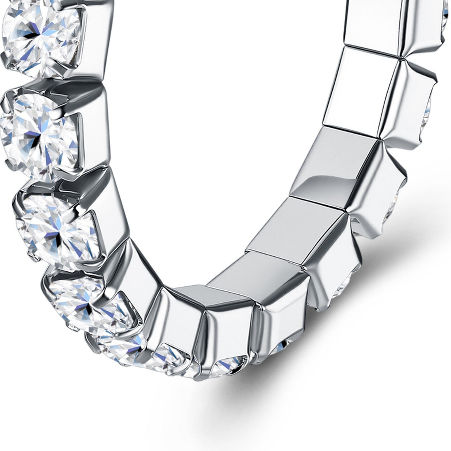 Filante Moissanite Eternity Band Ring in Sterling Silver — detail