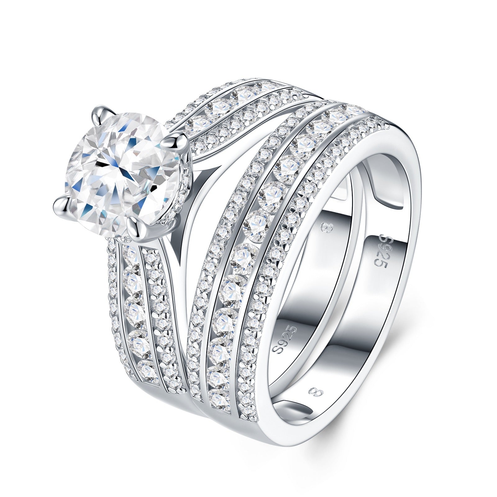 Splendida 2 Carat Moissanite Bridal Set Ring in Sterling Silver