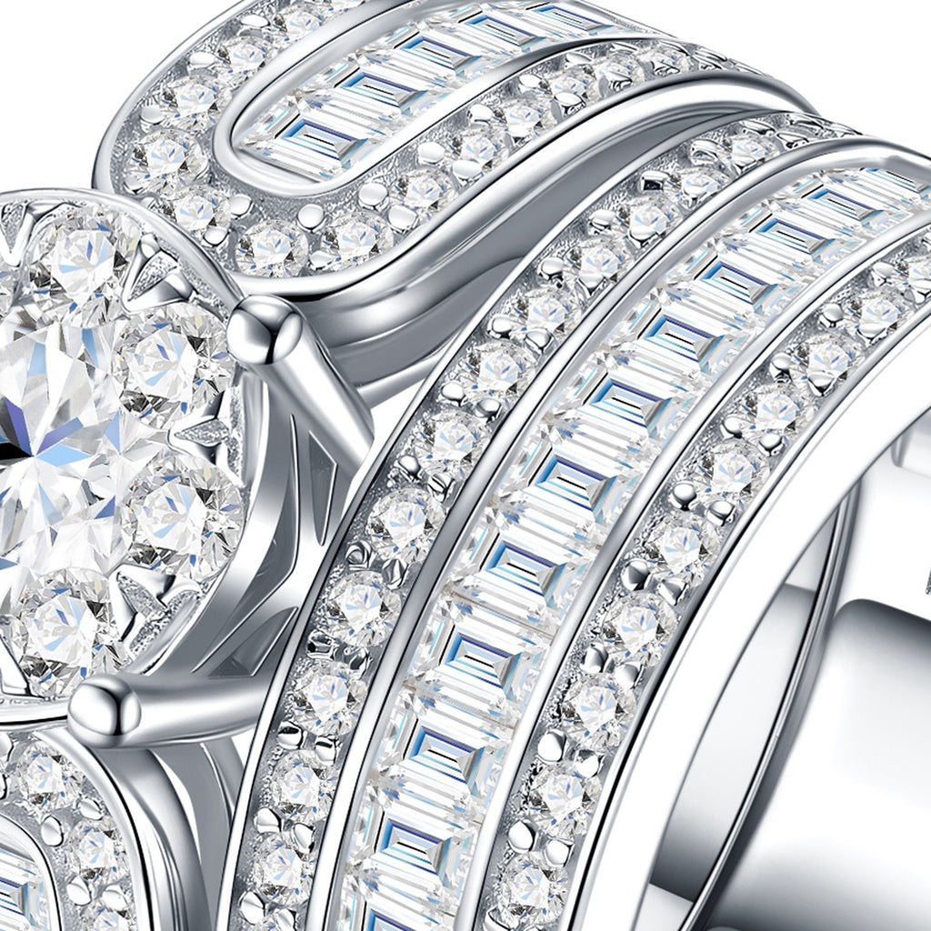Grandezza Moissanite Halo Ring in Sterling Silver — detail
