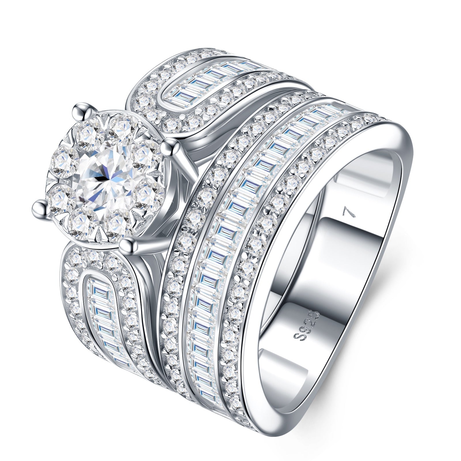Grandezza Moissanite Halo Ring in Sterling Silver