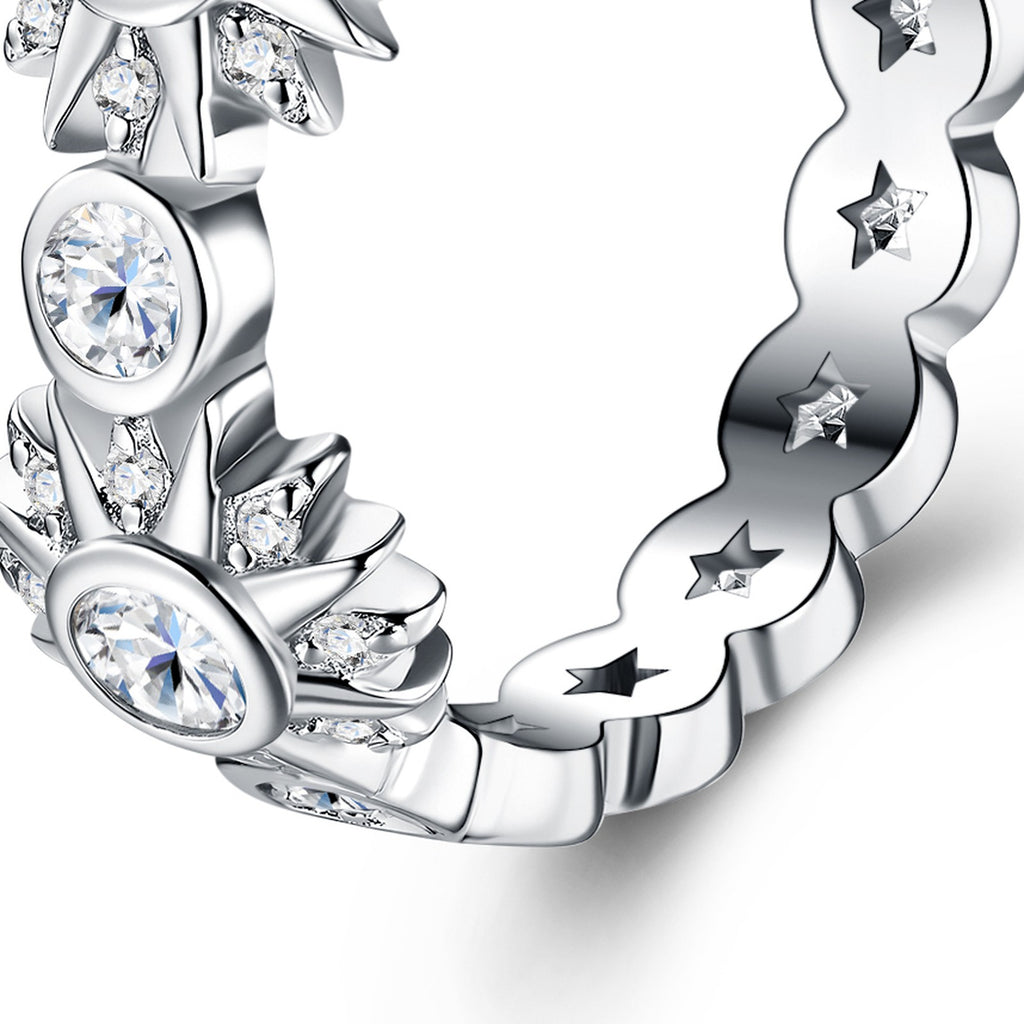 Fiorita Moissanite Eternity Band Ring in Sterling Silver — detail