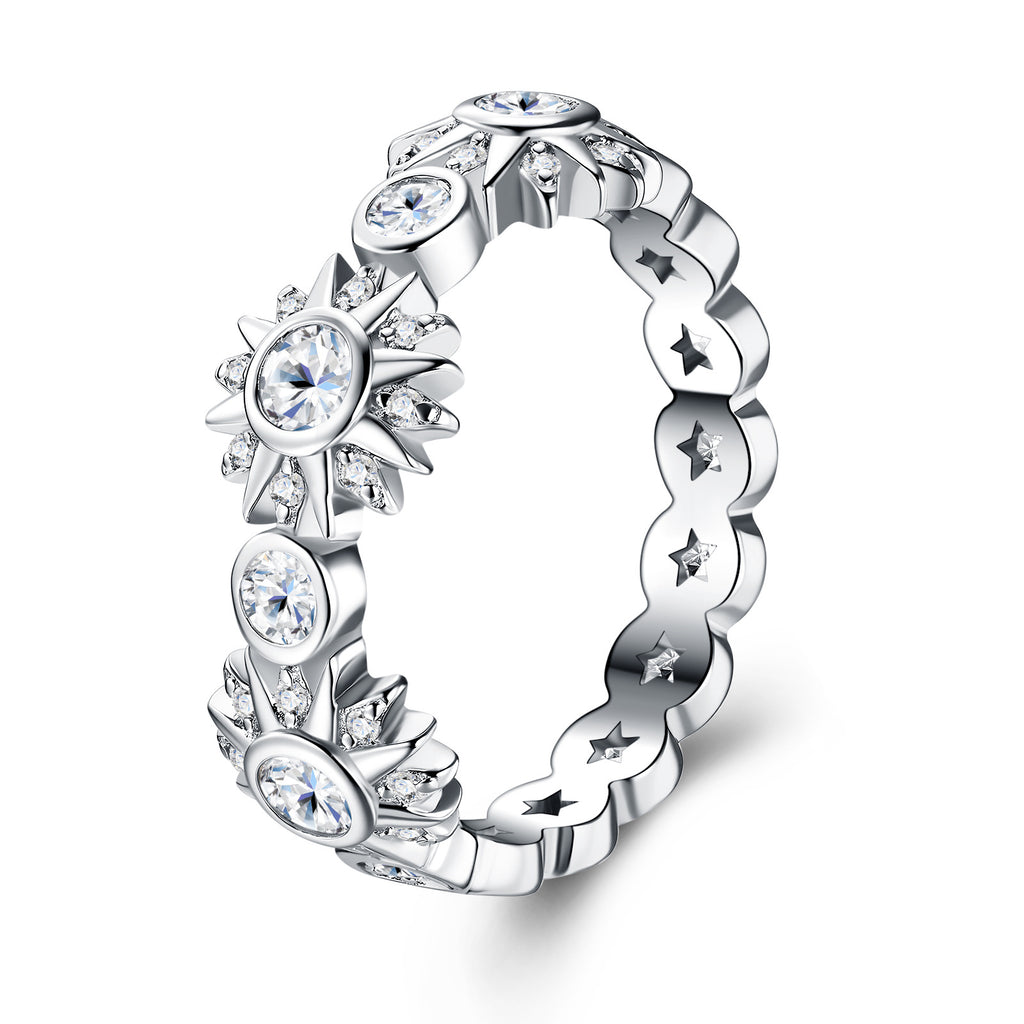 Fiorita Moissanite Eternity Band Ring in Sterling Silver