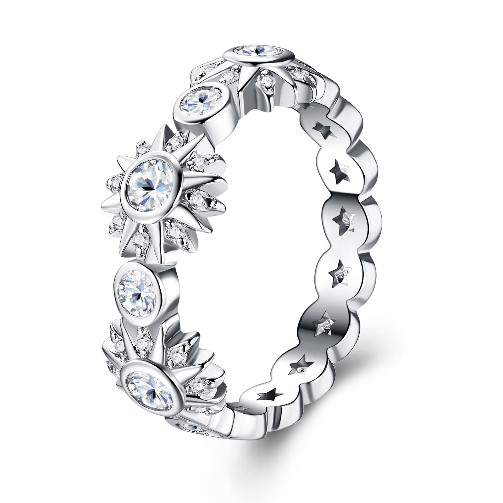 Fiorita Moissanite Eternity Band Ring in Sterling Silver