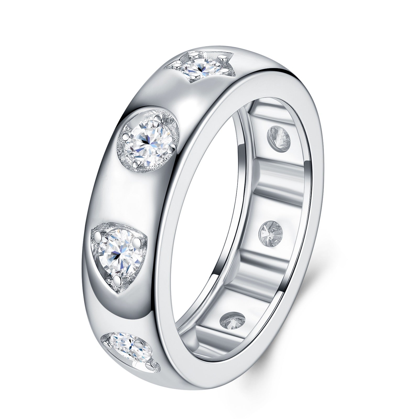 Binario Moissanite Band Ring in Sterling Silver