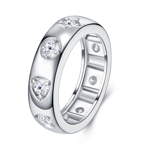 Binario Moissanite Band Ring in Sterling Silver