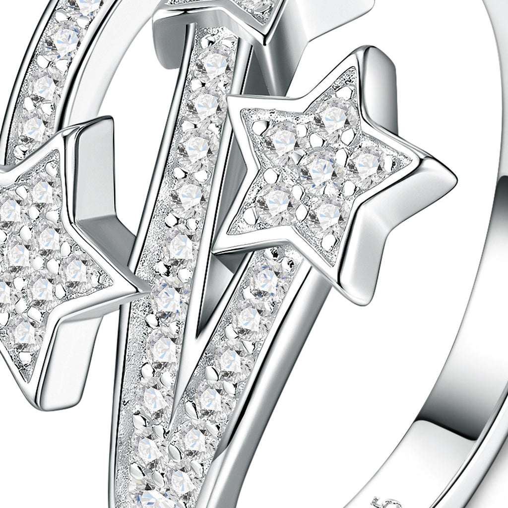 Stelle Moissanite Star Ring in Sterling Silver — detail