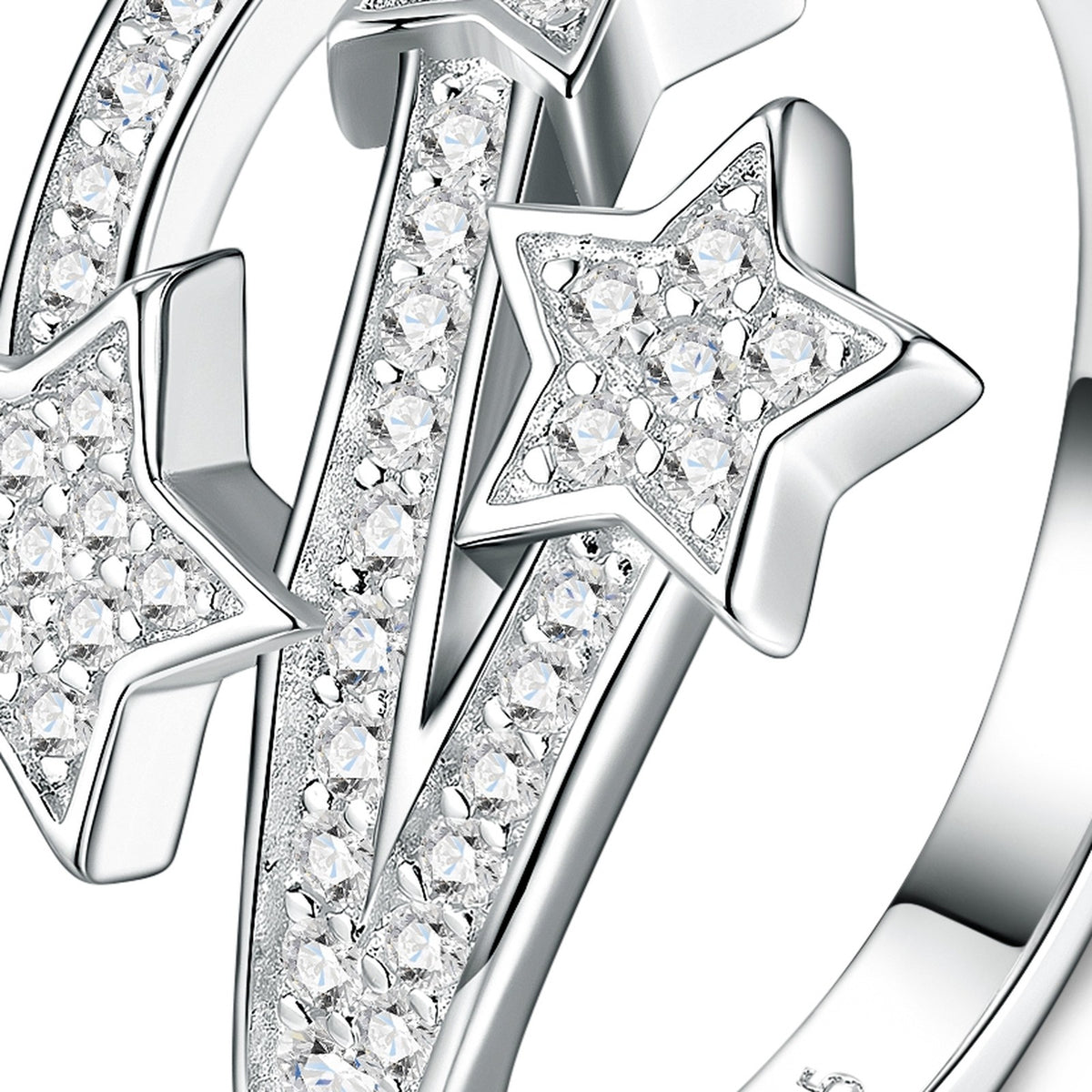 Stelle Moissanite Star Ring in Sterling Silver — detail
