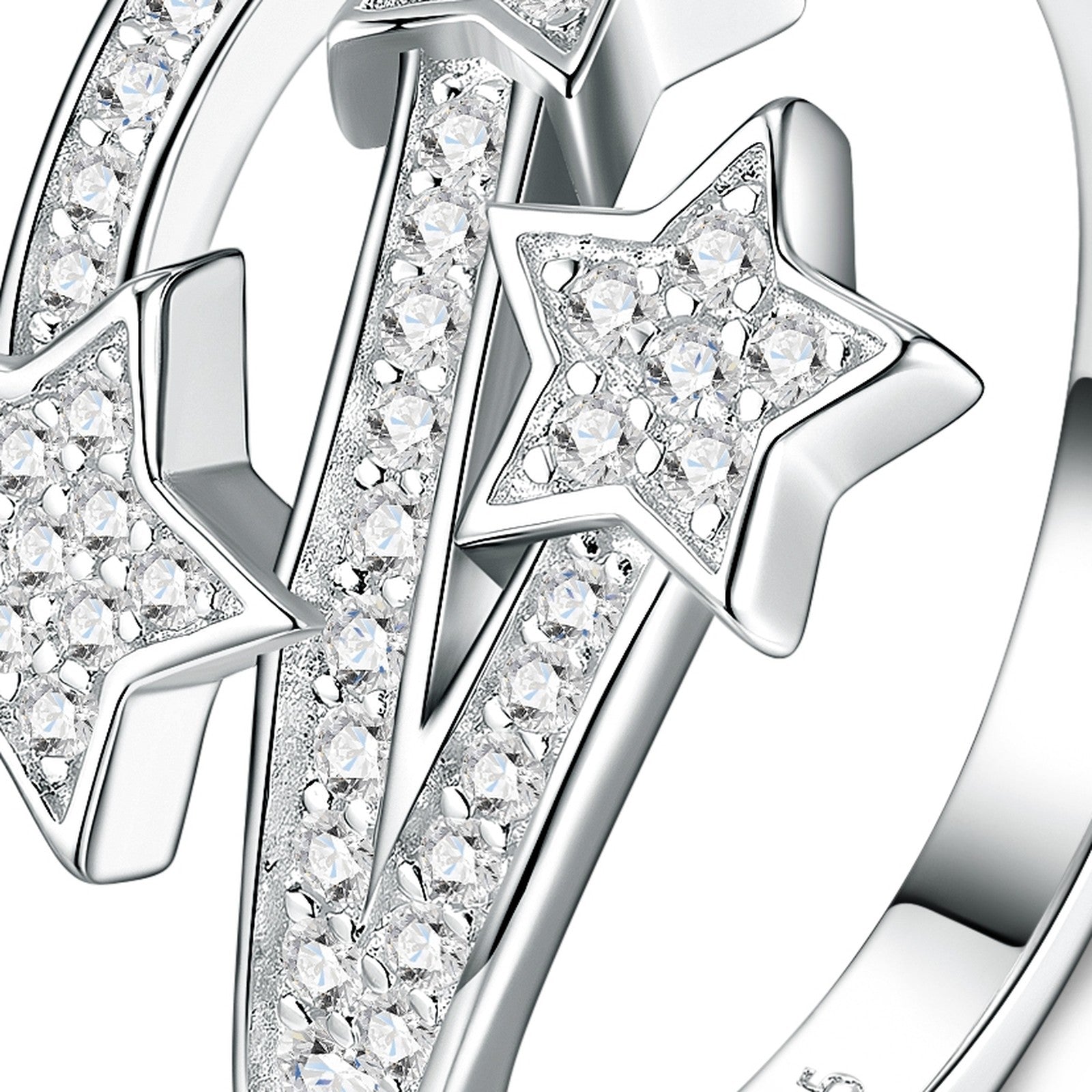 Stelle Moissanite Star Ring in Sterling Silver — detail