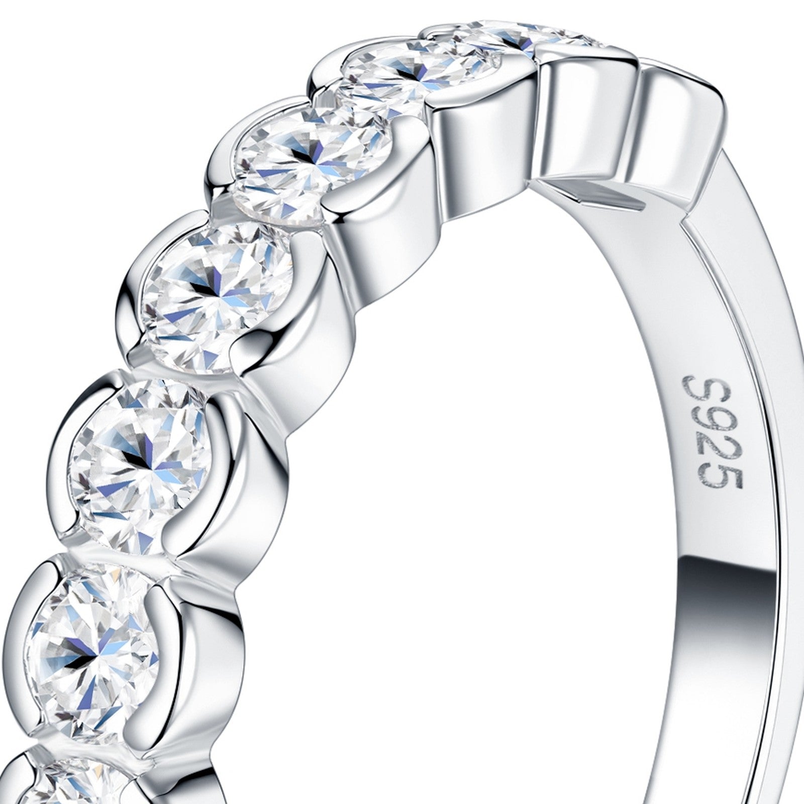 Fiorellina Moissanite Eternity Band Ring in Sterling Silver — detail