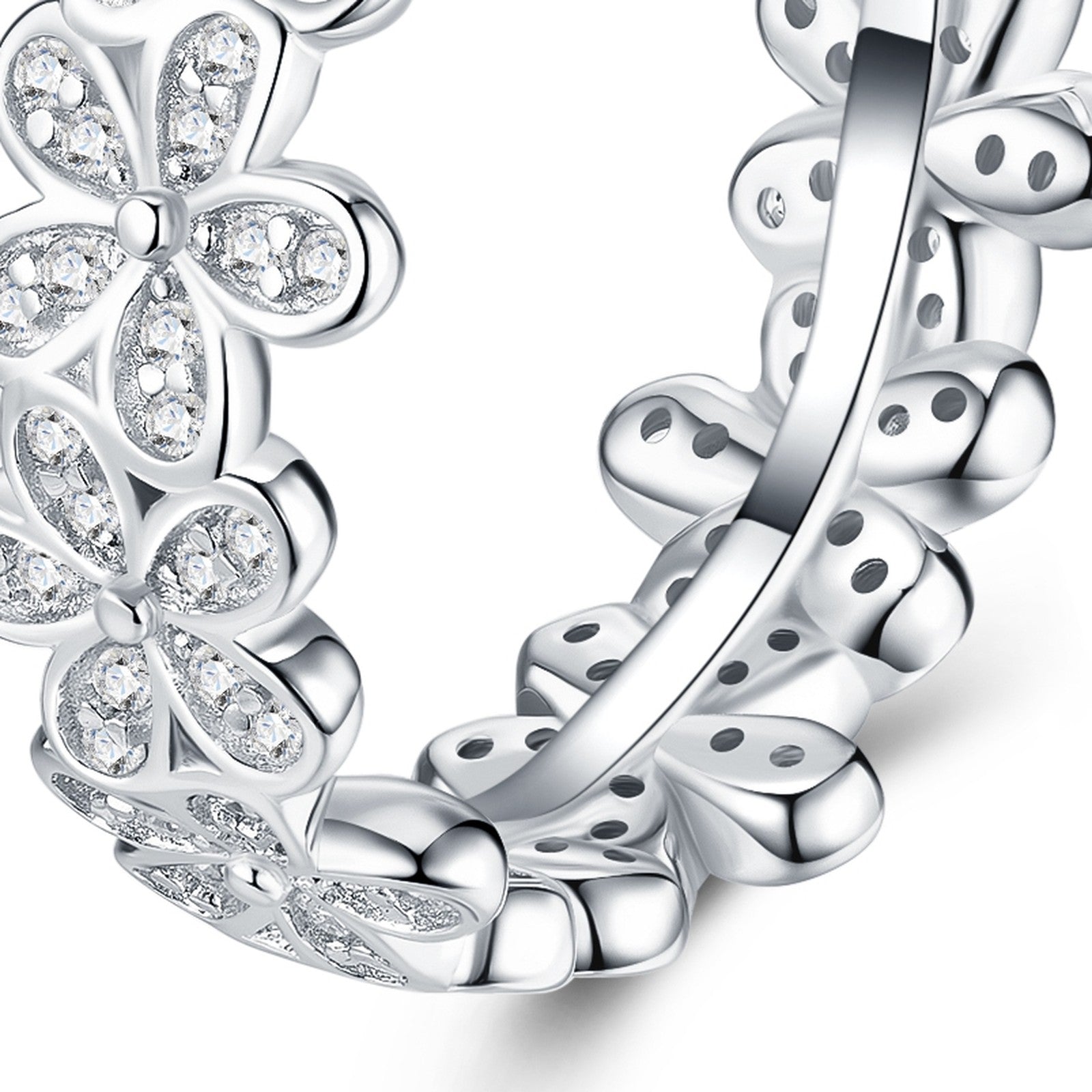 Ghirlanda Moissanite Eternity Band Ring in Sterling Silver — detail