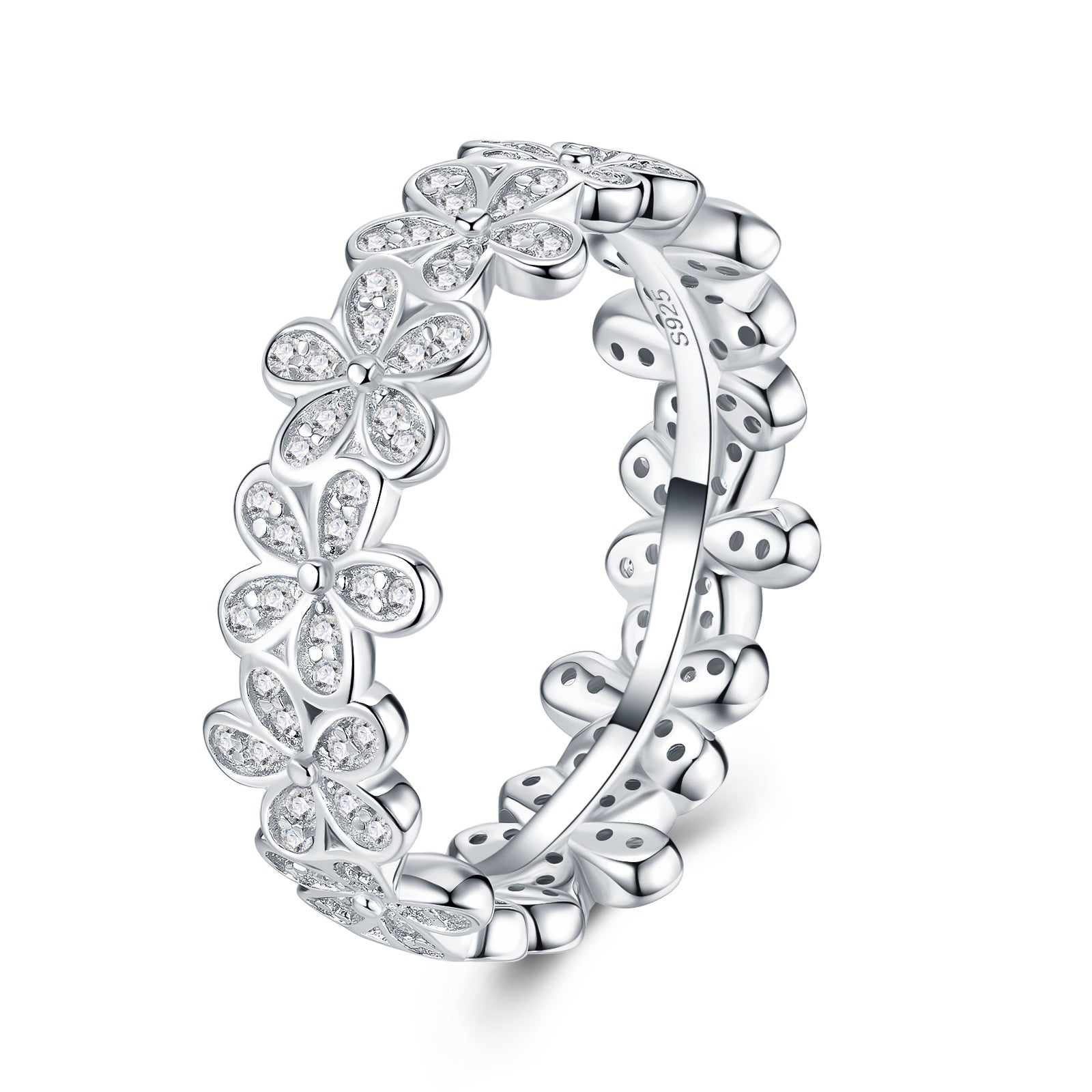 Ghirlanda Moissanite Eternity Band Ring in Sterling Silver