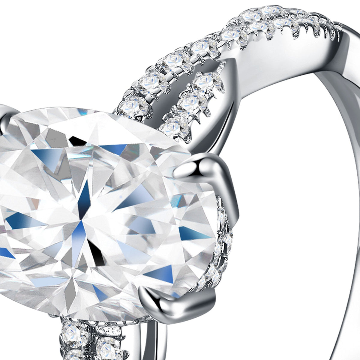 Ovalina 4.5 Carat Oval-Cut Moissanite Solitaire Ring in Sterling Silver — detail