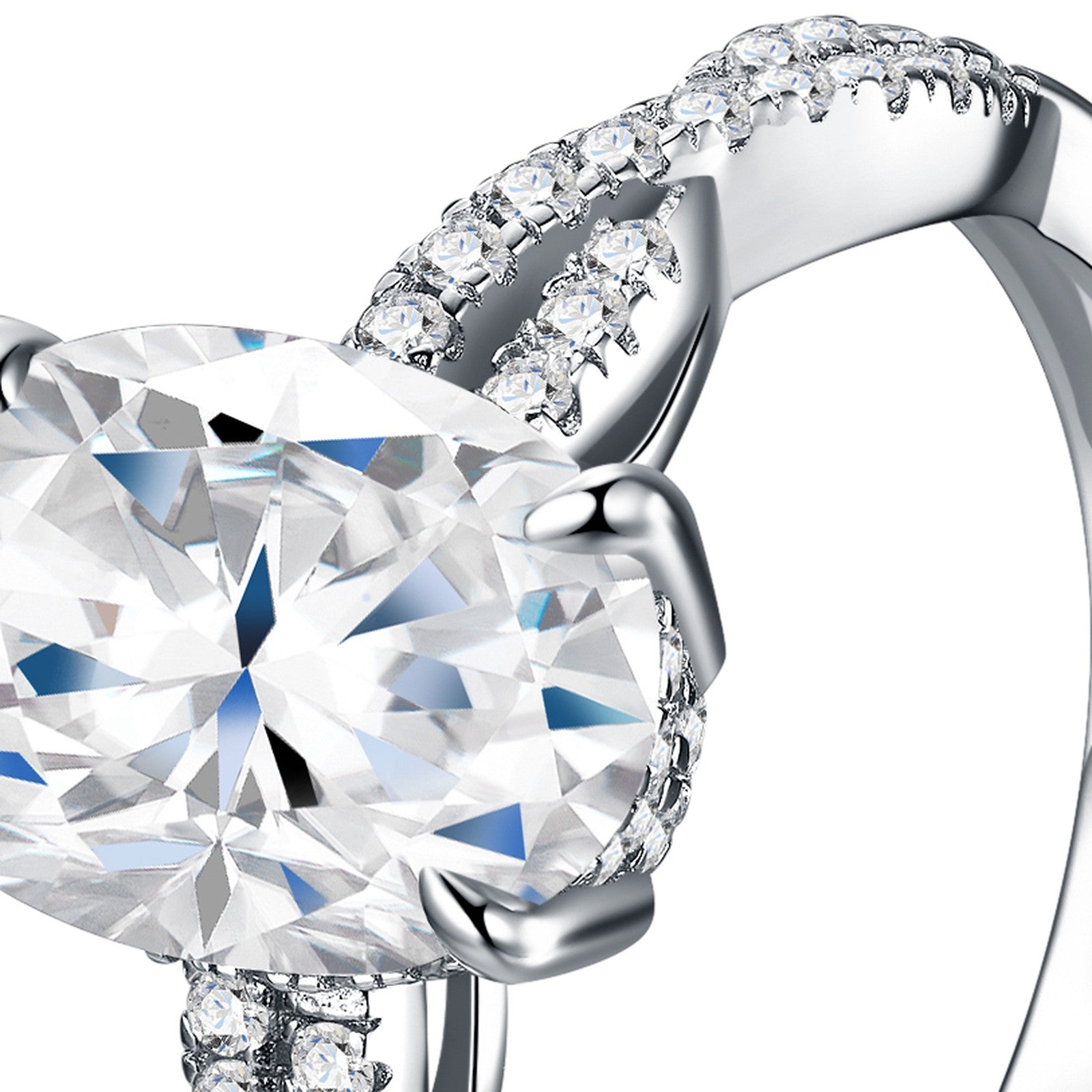 Ovalina Oval-Cut Moissanite Solitaire Ring in Sterling Silver — detail