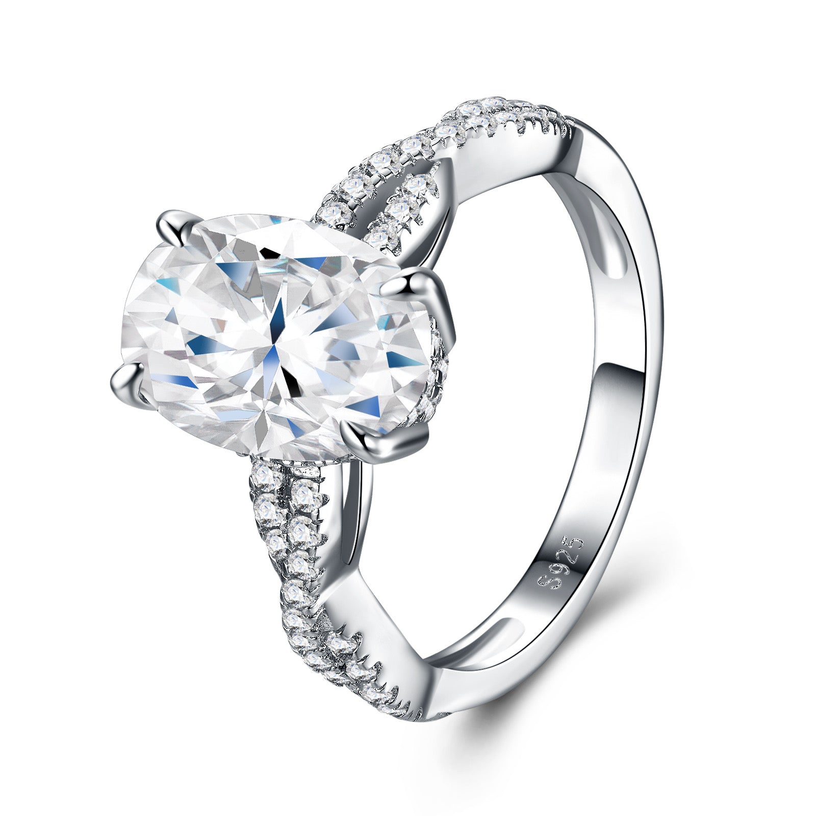 Ovalina Oval-Cut Moissanite Solitaire Ring in Sterling Silver