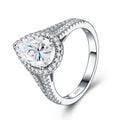 Pergoccia Pear-Cut Moissanite Halo Ring in Sterling Silver
