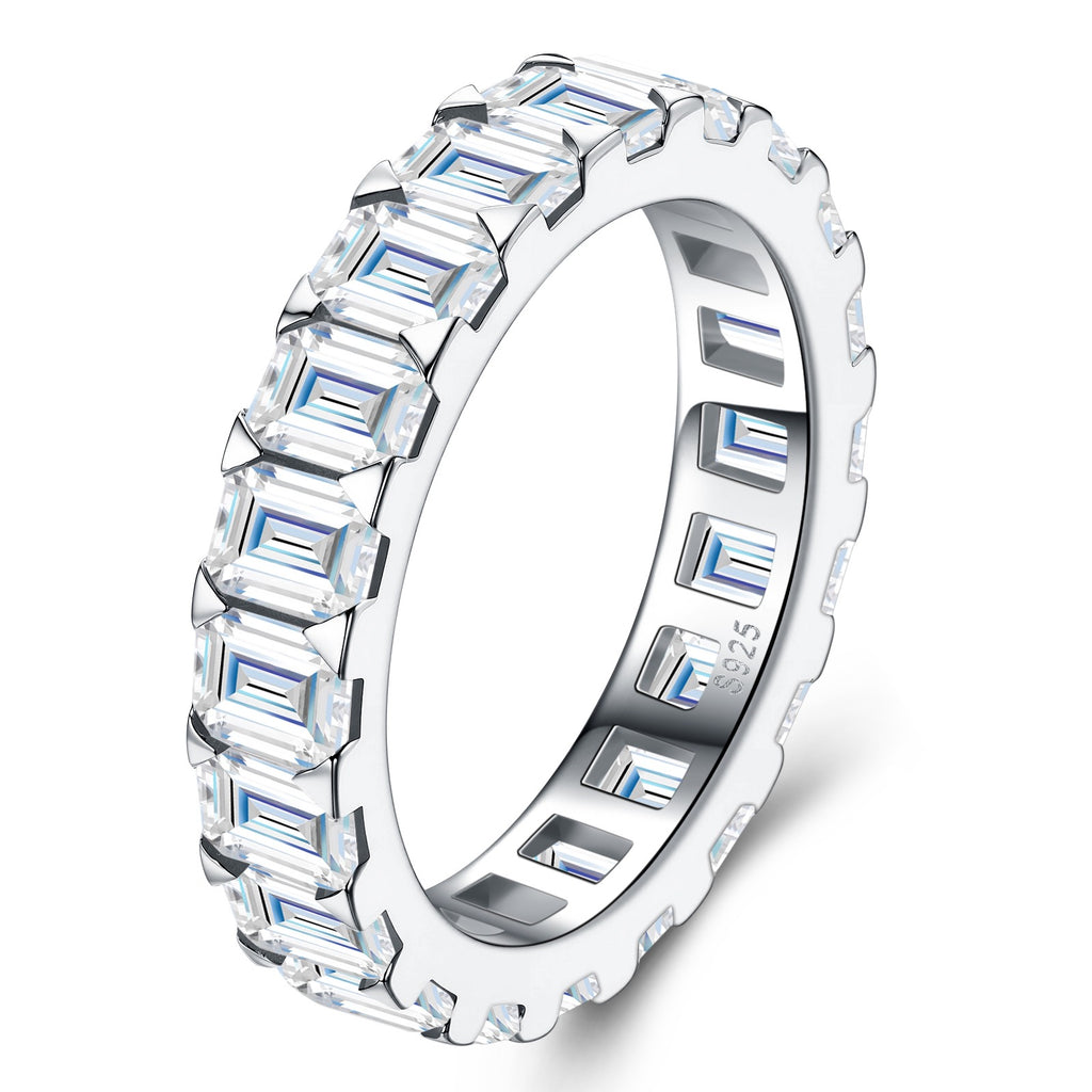 Lineare Moissanite Eternity Band Ring in Sterling Silver
