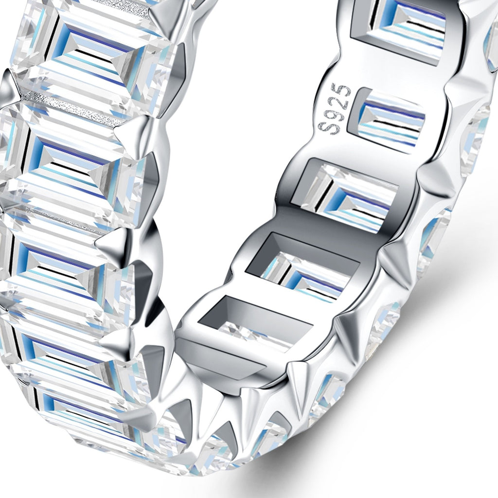 Cristalli Moissanite Eternity Band Ring in Sterling Silver — detail