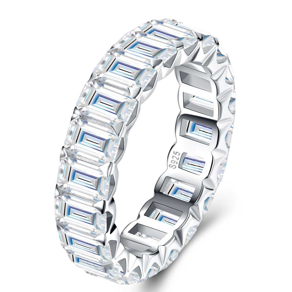 Cristalli Moissanite Eternity Band Ring in Sterling Silver