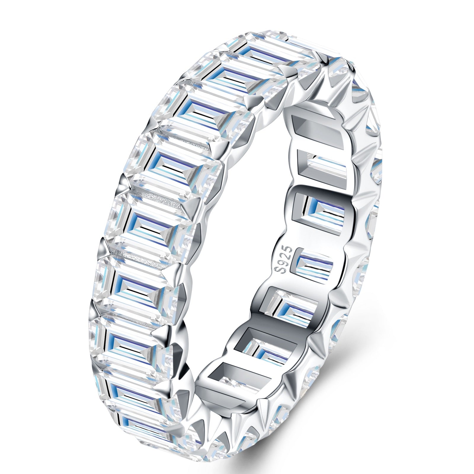 Cristalli Moissanite Eternity Band Ring in Sterling Silver