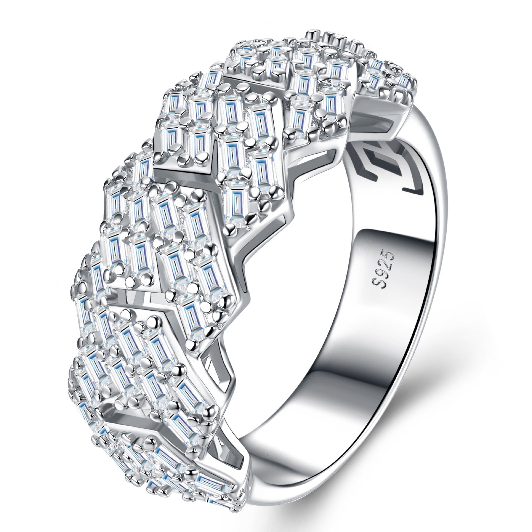 Fasto Moissanite Band Ring in Sterling Silver