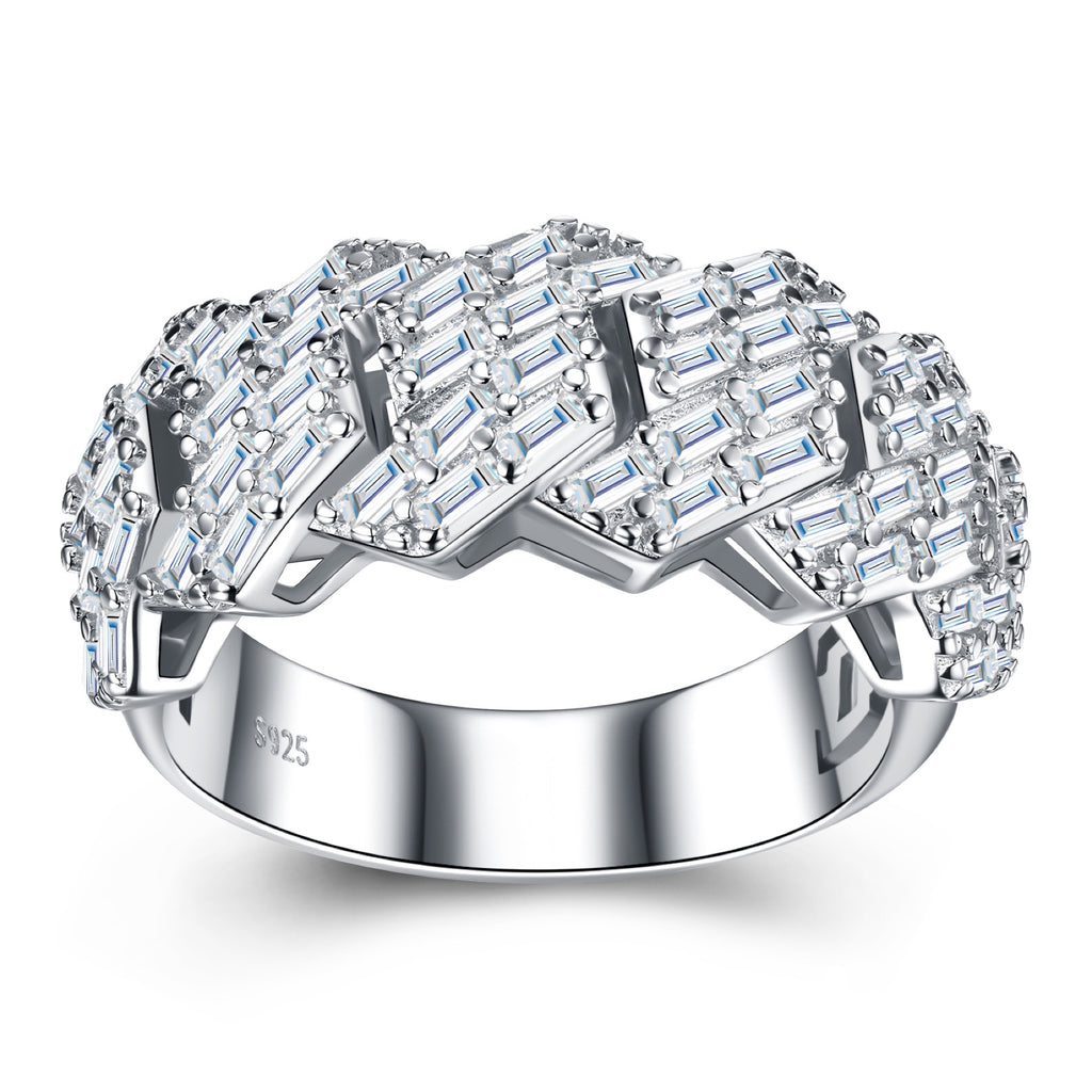 Fasto Moissanite Band Ring in Sterling Silver