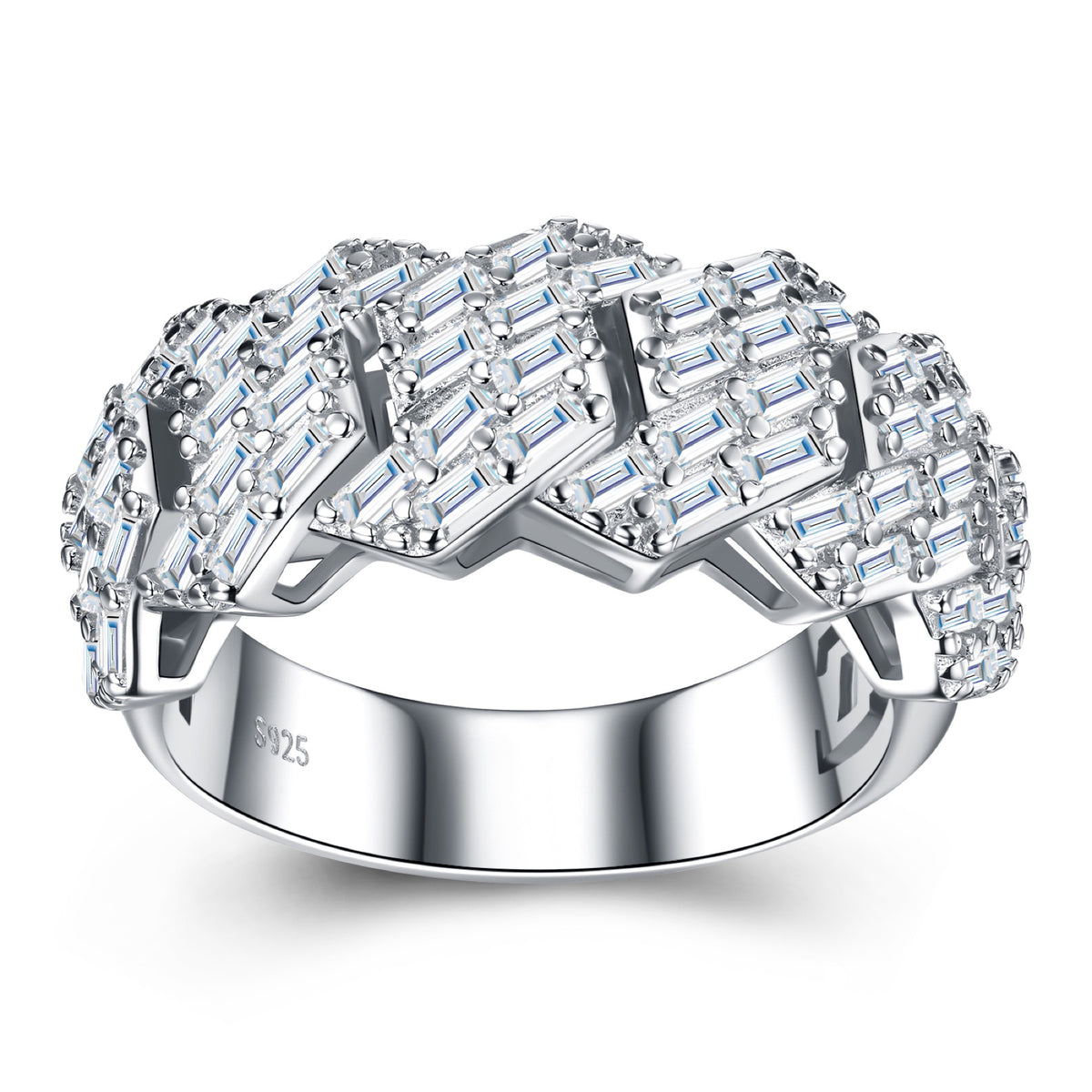 Fasto Moissanite Band Ring in Sterling Silver