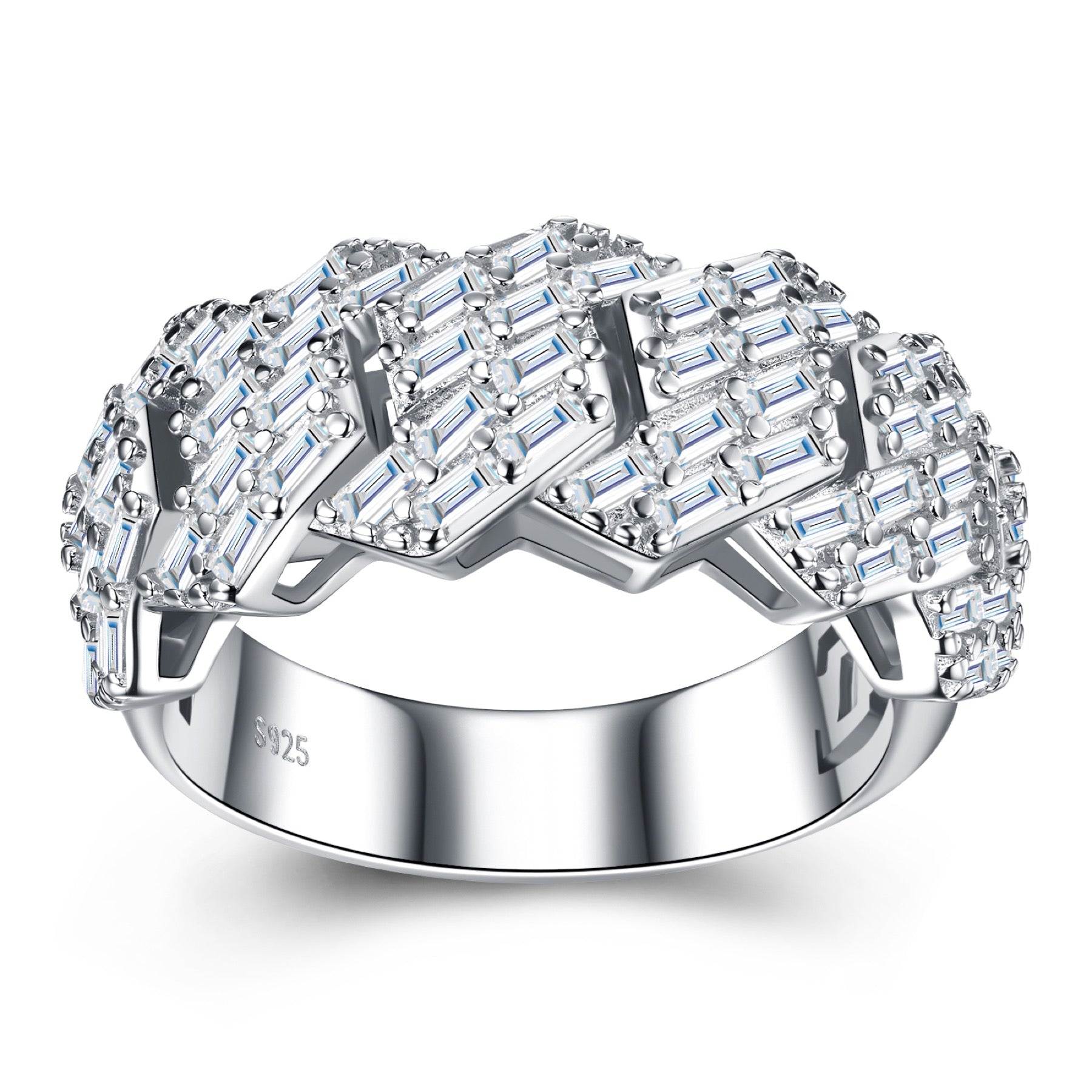 Fasto Moissanite Band Ring in Sterling Silver