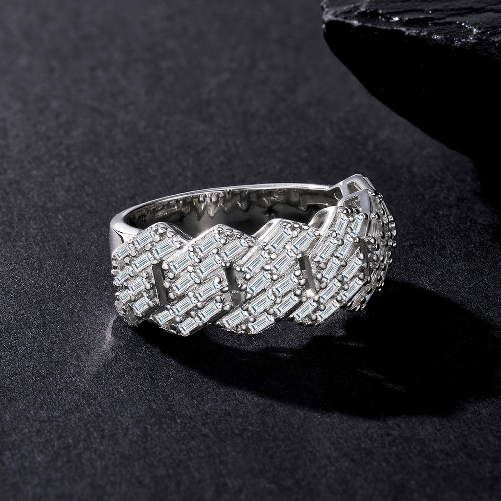 Fasto Moissanite Band Ring in Sterling Silver