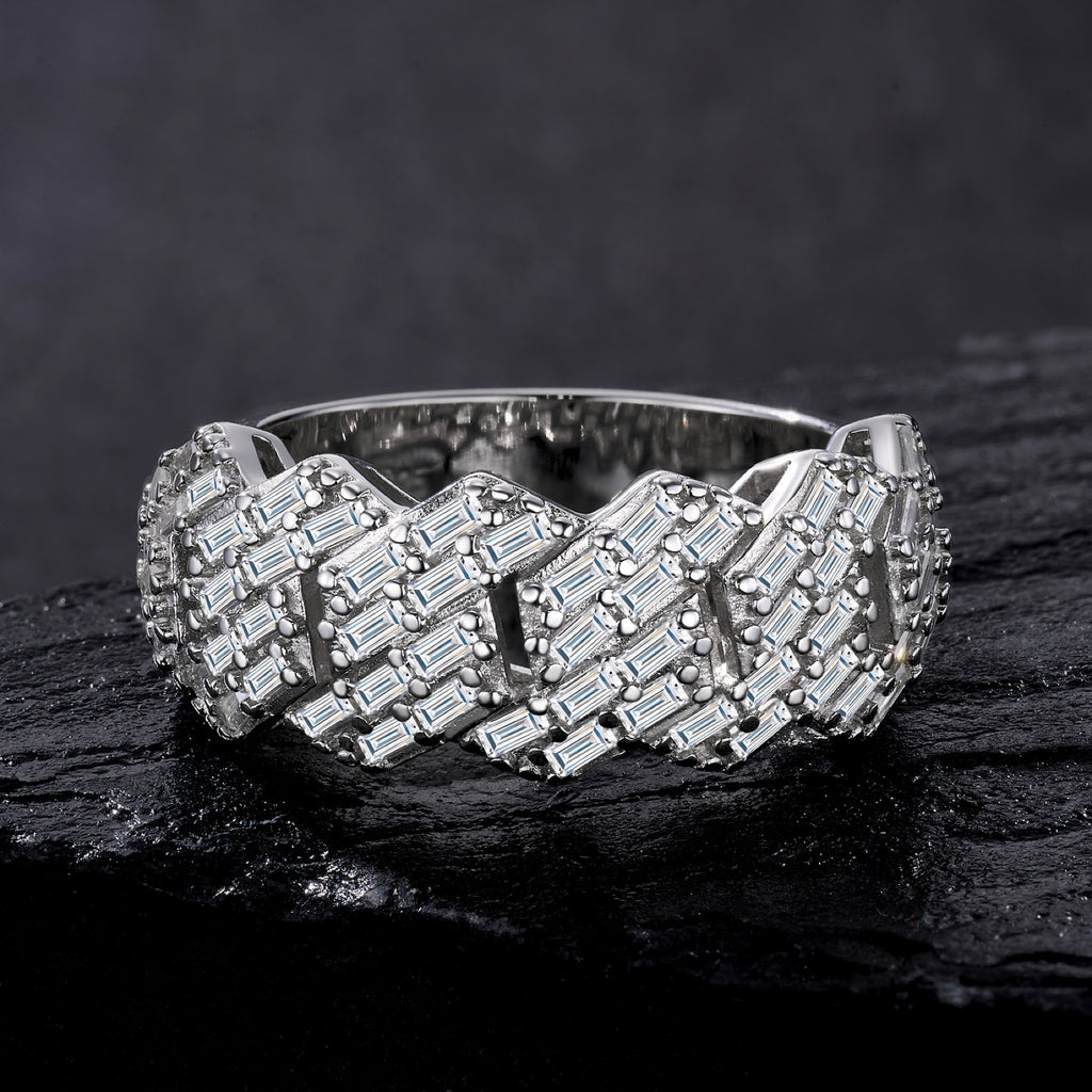 Fasto Moissanite Band Ring in Sterling Silver