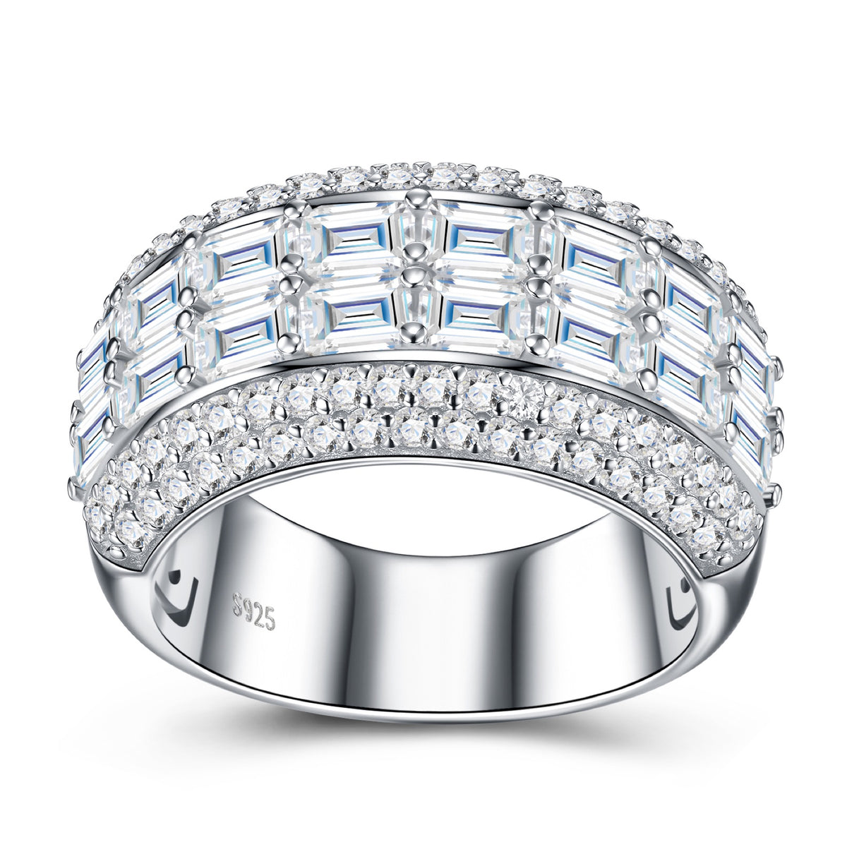 Sontuoso Moissanite Band Ring in Sterling Silver