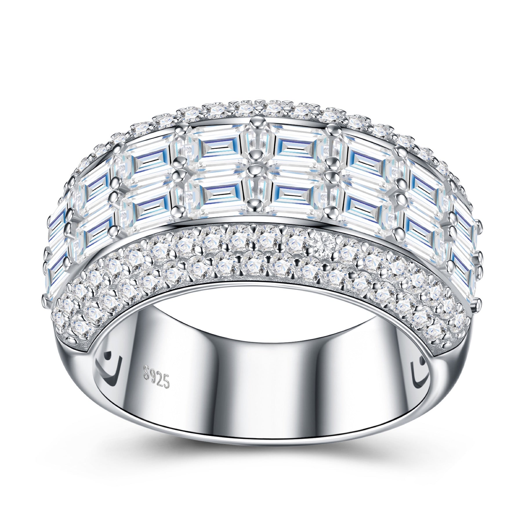 Sontuoso Moissanite Band Ring in Sterling Silver