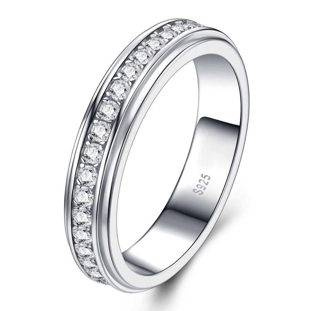 Filare Moissanite Eternity Band Ring in Sterling Silver