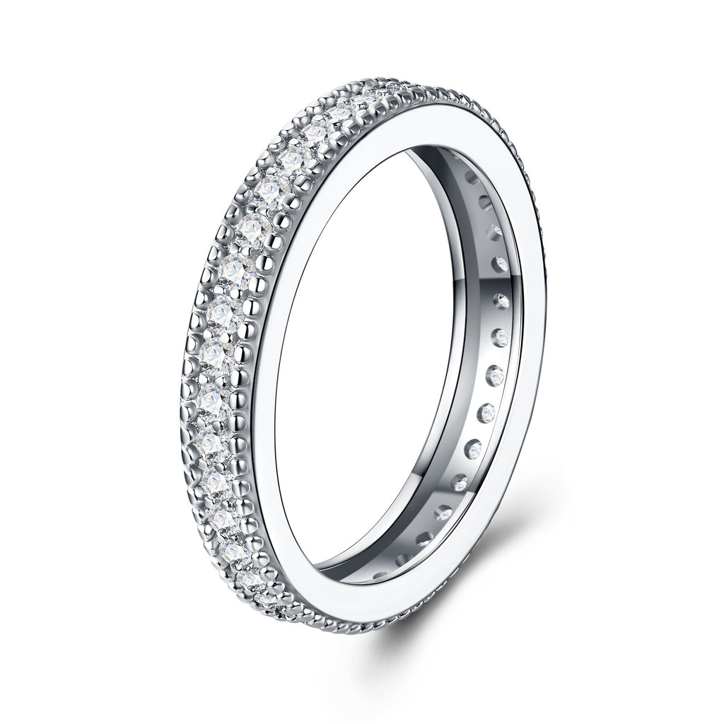 Duplice Moissanite Eternity Band Ring in Sterling Silver