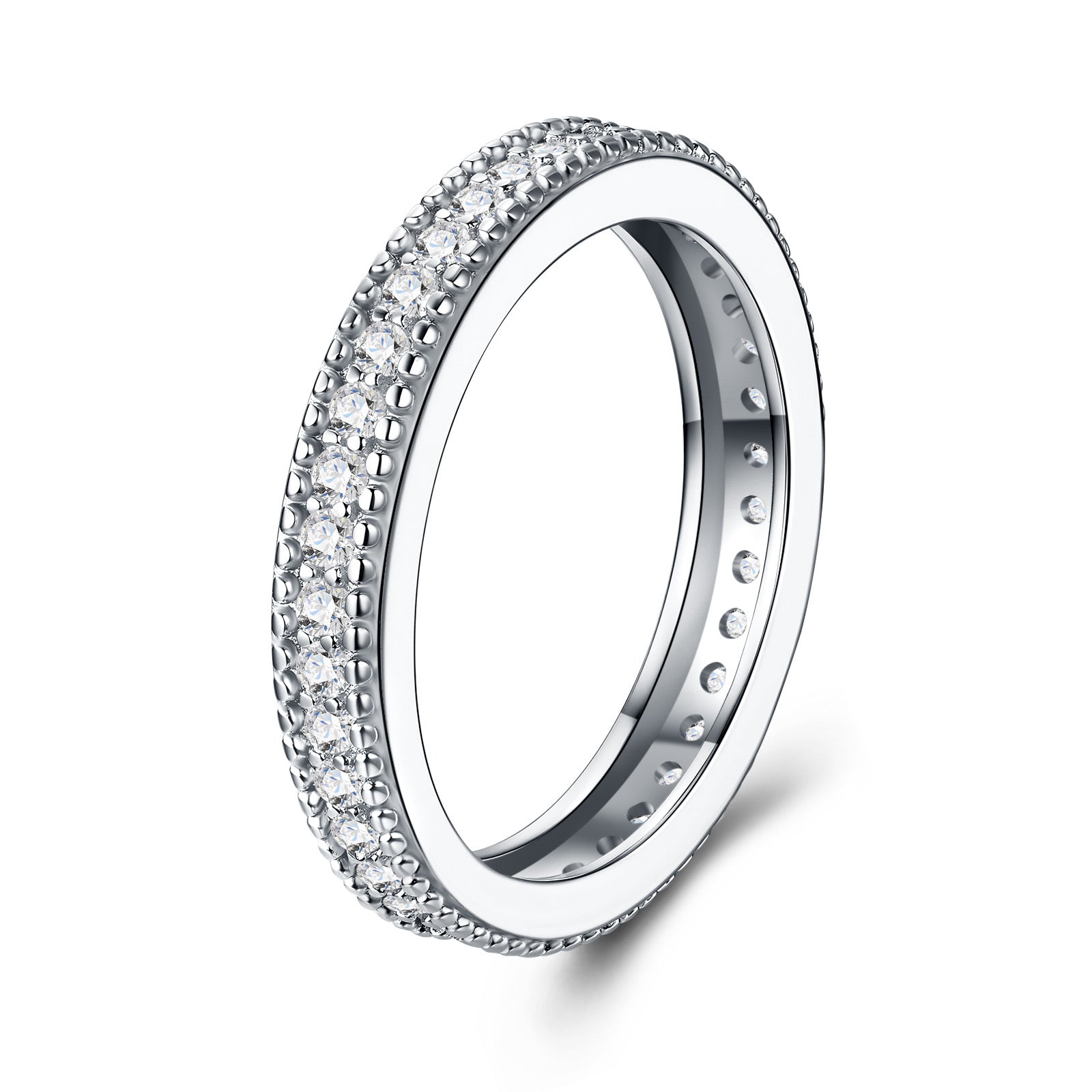 Duplice Moissanite Eternity Band Ring in Sterling Silver