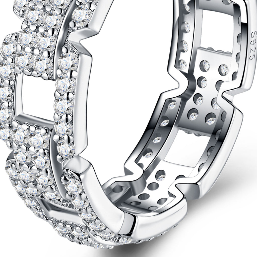 Catena Moissanite Band Ring in Sterling Silver — detail