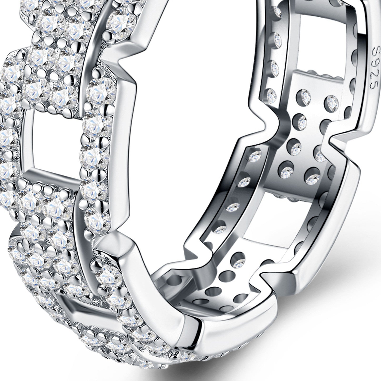 Catena Moissanite Band Ring in Sterling Silver — detail