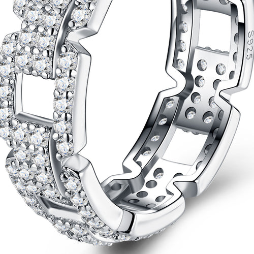 Catena Moissanite Band Ring in Sterling Silver — detail
