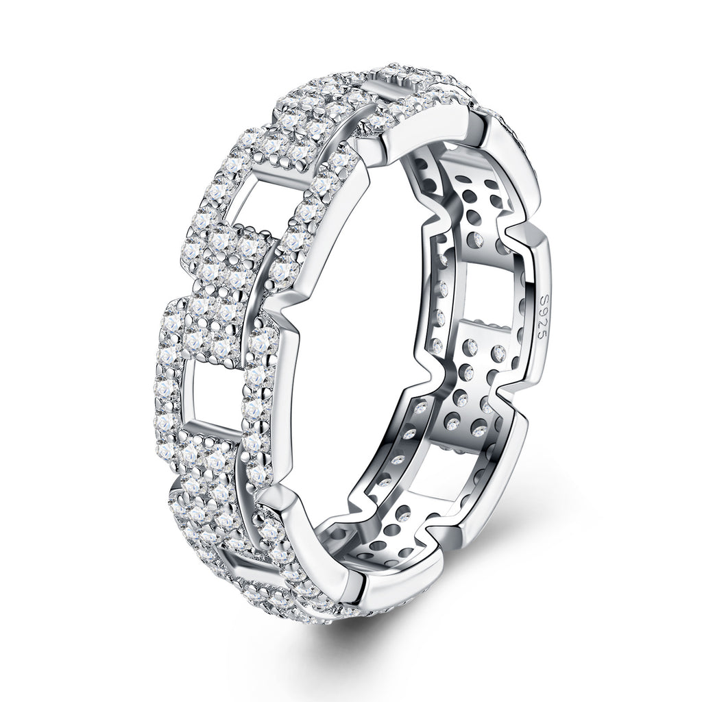 Catena Moissanite Band Ring in Sterling Silver