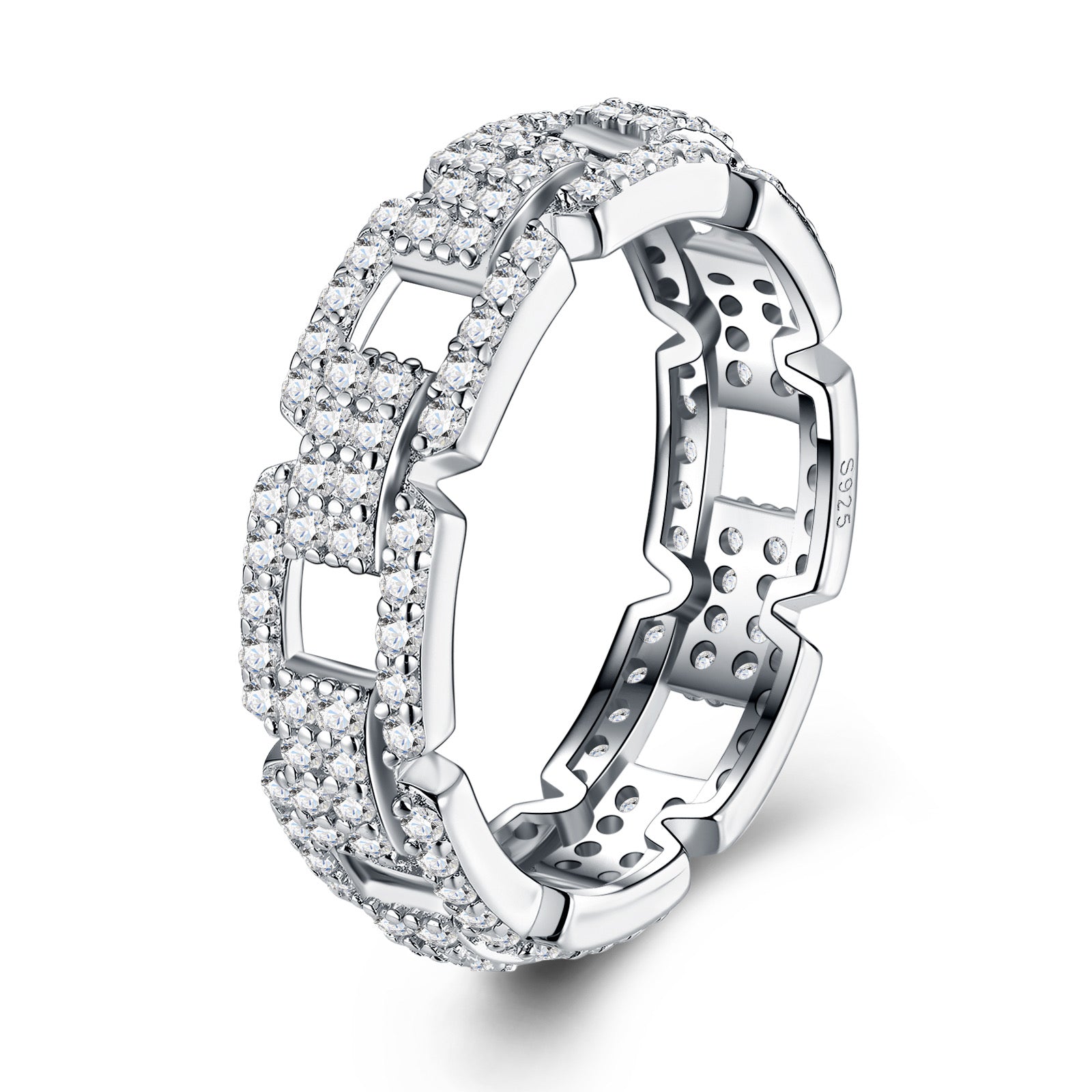 Catena Moissanite Band Ring in Sterling Silver