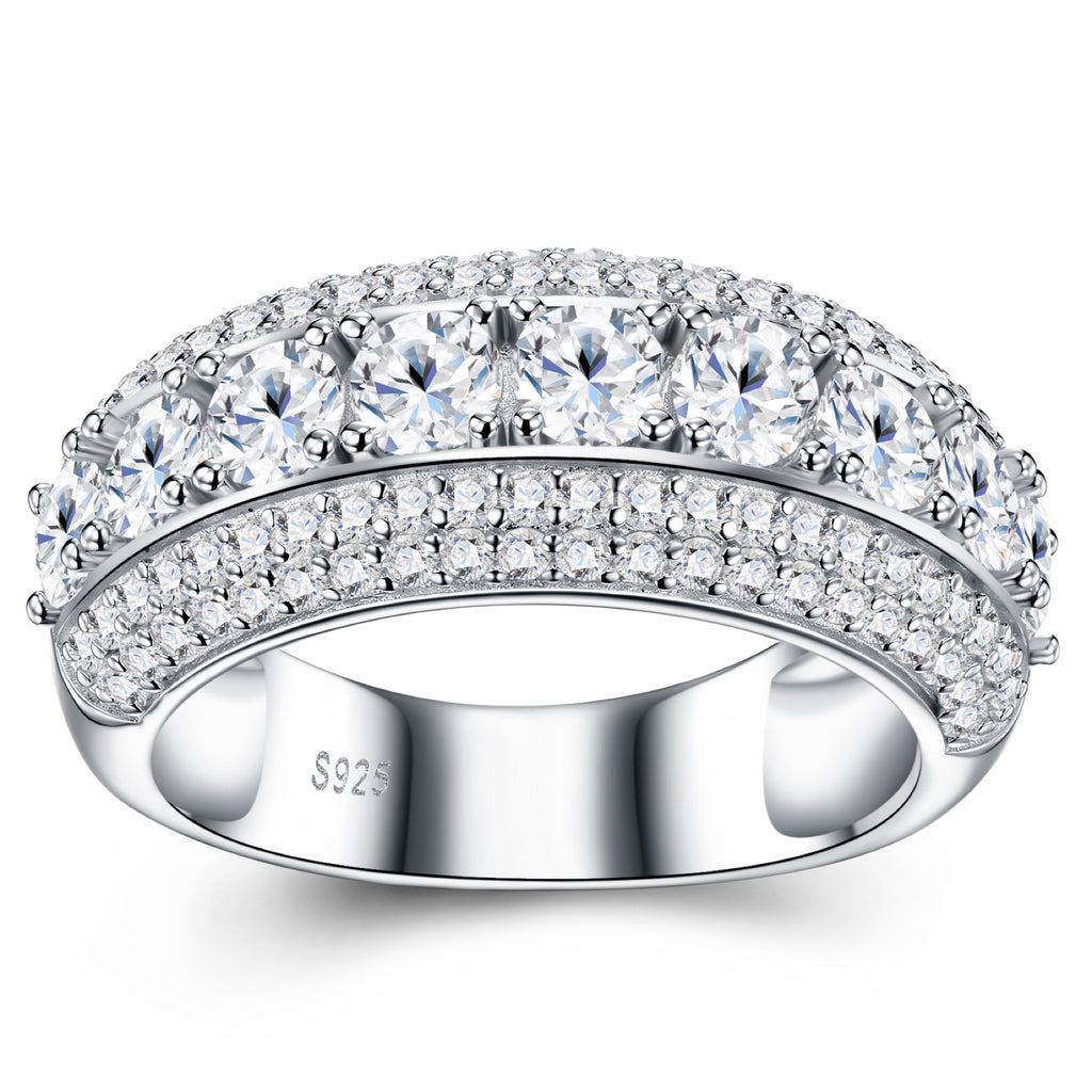 Doppio Moissanite Band Ring in Sterling Silver