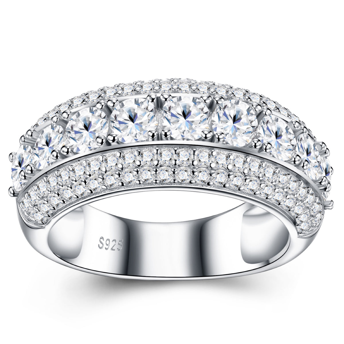 Doppio Moissanite Band Ring in Sterling Silver