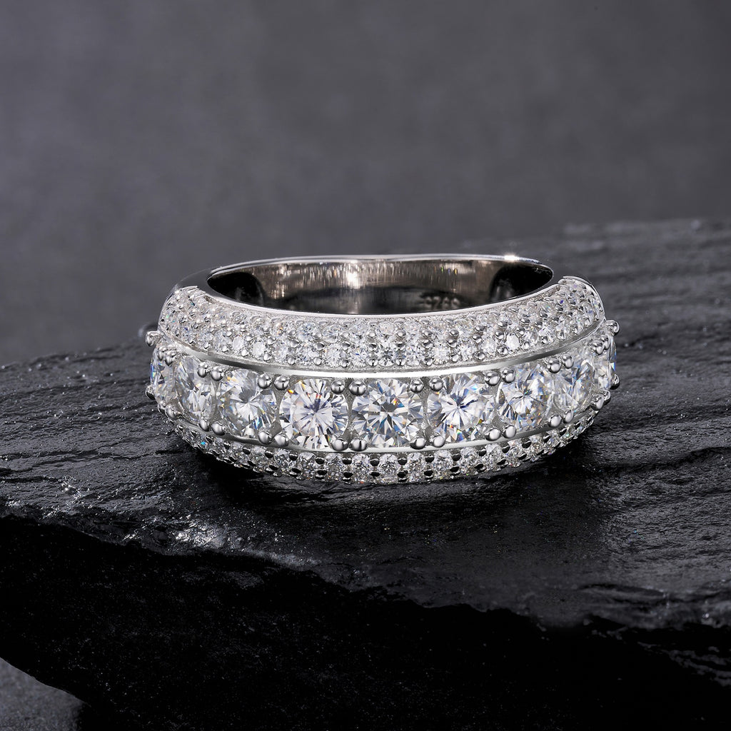 Doppio Moissanite Band Ring in Sterling Silver