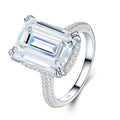 Verdier Emerald-Cut Moissanite Solitaire Ring in Sterling Silver