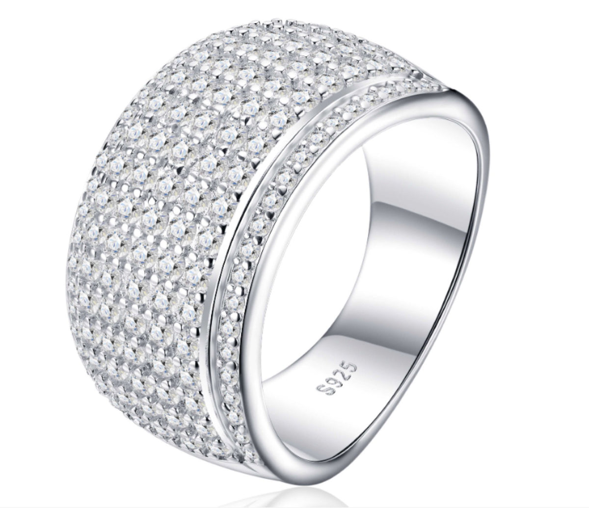 Larghissima Moissanite Band Ring in Sterling Silver