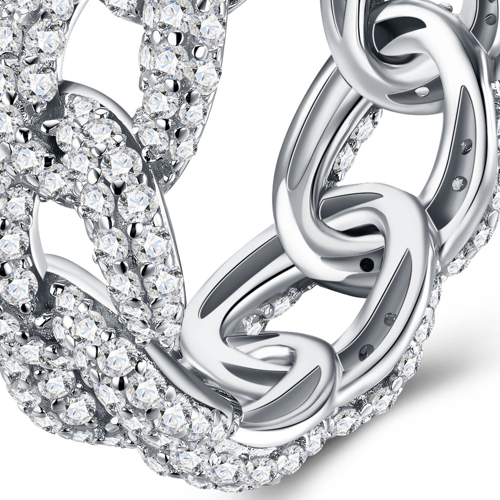 Catenella Moissanite Band Ring in Sterling Silver — detail